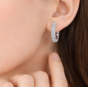 Pave Zircon Classic <b>Hoop</b> Earrings 925 Sterling <b>Silver</b> Rhodium Plated Women Fine Jewelry for Party Occasions - Product Image 4