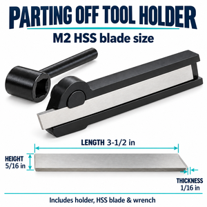 <b>Lathe</b> Parting Off Cut Off <b>Tool</b> Holder Set with 1/16 x 5/16 x 3-1/2 inch M2 HSS Blade and Wrench for Metal Turning and Grooving - Product Image 5