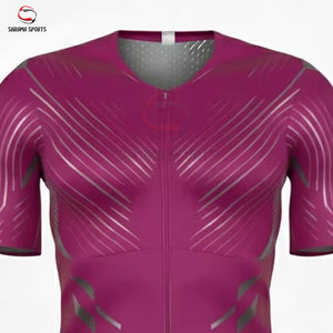 Combinaison de cyclisme personnalisée pour hommes, vente en gros d'usine, impression sublimée de haute qualité, combinaison courte à manches courtes - Product Image 2