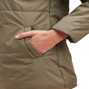 Women's Olive Green <b>Quilted</b> Jacket Stand Collar Full Sleeve Solid Color Autumn Wear Regular Length Pullover Style - Product Image 3