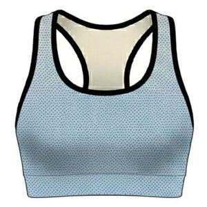 Women's Light Blue <b>Mesh</b> Racerback Sports Bra Scoop Neck Medium Support Breathable Spandex Polyester Yoga <b>Plus</b> <b>Size</b> Eco-Friendly - Product Image 1