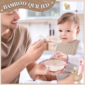 Bavoirs pour bébé en bambou biologique, extensibles, pour la dentition, l'alimentation et la récupération des bavures - Product Image 2