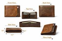Portefeuille homme WRIZA en cuir véritable marron, design fin et durable avec détails cousus et étiquette en tissu pour usage professionnel