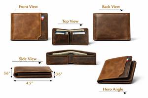 WRIZA Mens Genuine Leather Brown Bifold <b>Wallet</b> Durable Slim Design with Stitch Detailing and Fabric Tag for Professional Use - Product Image 6