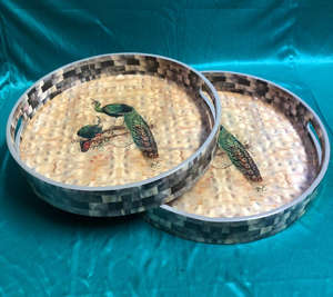 Plateaux de service en bois rustique écologique Plateau de service en bois d'acacia avec noir de Falak World Export - Product Image 2