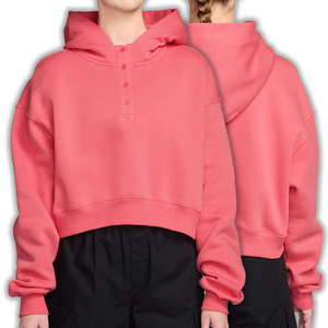 Sudadera con Capucha Corta Personalizada para Mujer, Sudadera Holgada de Felpa, Color Rosa, Ropa Casual Urbana, Fabricante OEM ODM - Product Image 1