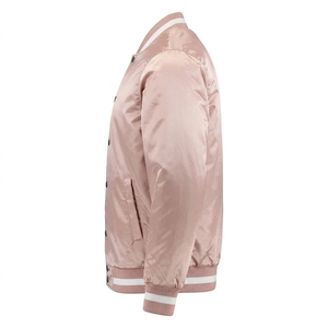 <b>Pink</b> Bomber <b>Jacket</b> Unisex Casual Solid Color Custom Embroidery Patch Spring Letterman Slim Fit Stand Collar - Product Image 5