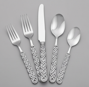Juego de Cubiertos Clásicos de Metal con Diseño de Mango Trenzado, Acabado Espejo de Alta Calidad, Aptos para Lavavajillas, Cubertería Plateada para Bodas y Cenas - Product Image 1