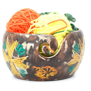 Cuenco de Hilo de Madera Estilo Antiguo, de Teca Pulida Jali, con Decoración Tallada Ovalada, Soporte para Regalos, Hogar, Cocina, Animal, de AYAANS - Product Image 1