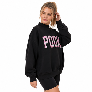 Sudadera de cuello alto con letras Ghingham y apliques bordados de letras griegas Ghingham, 100% algodón, estilo oversized. - Product Image 2