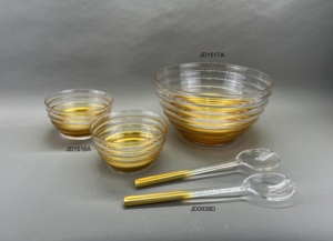 Tazón para Servir Ensaladas de Acrílico Dorado con Utensilios - Product Image 5