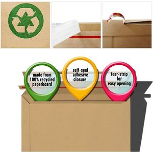 Paquete de 5 sobres de cartón rígido reciclables de 13x18 pulgadas, sobres fotográficos autosellados marrones, tira de corte con pegamento resistente, 550 GSM Stay - Product Image 5