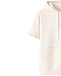 Haut à capuche blanc à manches courtes pour homme, pull décontracté, t-shirt léger d'été, streetwear, mélange de coton, avec poche kangourou - Product Image 4