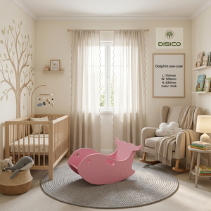 Chaise à bascule pour enfants en pin américain, chaise de jeu en bois en forme de dauphin, chaise pour espace de jeu intérieur, chaise à bascule en bois colorée - Product Image 2