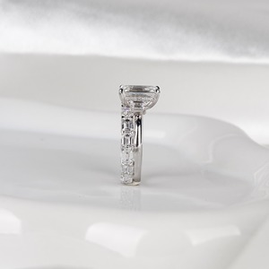 3ct Emerald-Cut Lab Grown Diamond Engagement & Wedding <b>Ring</b> <b>Set</b> 14K Solid <b>Gold</b> IGI Certified VS+ Clarity D-F Color - Product Image 6