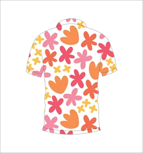 <b>Orange</b> Pink Star Floral <b>Polo</b> Shirt Colorful Abstract Flower Pattern Short Sleeve Summer Casual Front Back View - Product Image 1