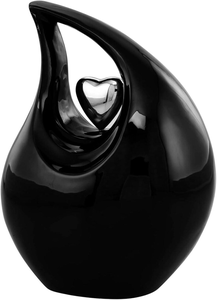 Urne funéraire en aluminium noir en forme de cœur, pot à cendres décoratif, vase souvenir en forme de larme pour la décoration commémorative à domicile - Product Image 5