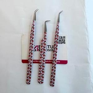 Melon Pattern Eyelash Tweezers Stainless Steel Precision Tip 45/90 Degree Coated Design for <b>Lash</b> Extensions - Product Image 2