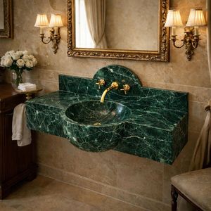 Lavabo Moderno de Mármol Esmeralda Natural con Desagüe para Proyectos de Baños de Lujo y Aplicaciones en Almacenes - Product Image 2
