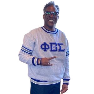 Sudadera de Cuello Redondo Gris de Chenilla Phi Beta Sigma para Hombre, Ajuste Cómodo, Tela Premium, Ropa Casual de Fraternidad Griega - Product Image 1