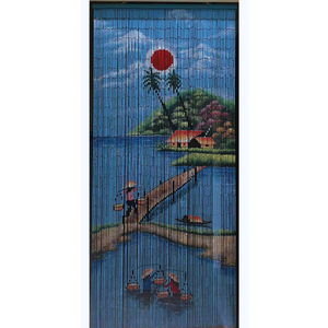 Rideau vertical traditionnel en bambou perlé, haute qualité, fait main par des artisans vietnamiens, design bohème, occultant et régulateur de lumière - Product Image 1