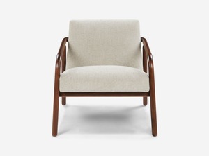 Sillón Moderno de Mediados de Siglo con Tapicería Beige y Patas Cónicas, Mueble Cómodo para Sala de Estar - Product Image 2