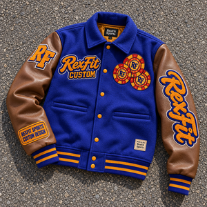 Chaqueta de béisbol personalizada para hombre con cuello bordado, aplique de letras en el pecho y letras bordadas en las mangas, ropa de abrigo de invierno al por mayor - Product Image 1