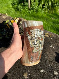 Mug authentique fait main en corne de vache Viking, écologique, style médiéval, pour bière/ale et hydromel, idéal pour la décoration intérieure et les cadeaux - Product Image 6