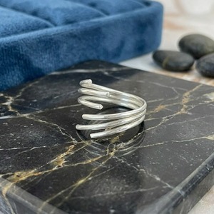 925 Sterling Silver Open <b>Ring</b> Resizable Geometric Multi Layer Adjustable Band for Women Party Gift - Product Image 3