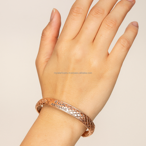 Bracelet en cuivre massif écologique de luxe ROYAL ARTISANS, boutons de manchette faits à la main, largeur de bande de 10 mm, prix bas - Product Image 6