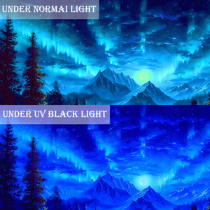 Arazzo Fluorescente di Grandi Dimensioni con Stampa di Montagna Stellata, Foresta e Lago, Design che si Illumina alle Luci Fluorescenti, Perfetto per l'Arredamento Domestico - Product Image 4