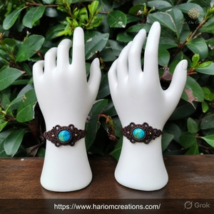 Pulsera de Macramé Hecha a Mano con Turquesa, Joyería Curativa Ajustable Estilo Boho - Product Image 2
