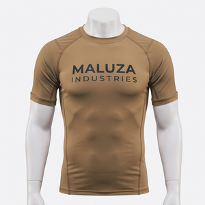 T-shirt de compression tricoté pour homme avec logo personnalisé, 100 % coton, respirant, écologique, grande taille, haute élasticité, coupe ajustée, pour le fitness - Product Image 1