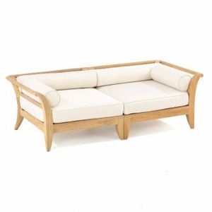 Orvessa Twin Frame Teak <b>Sofa</b> with Flowing Arm Curve Design Deep Cushion Comfort Refined Indoor Outdoor Lounge Piece - Product Image 2