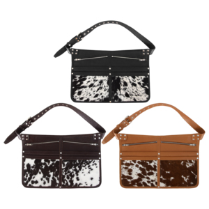 Sac banane en cuir véritable de vachette pour trader, robuste, avec boucle réglable, plusieurs poches zippées, pour téléphone portable - Product Image 1
