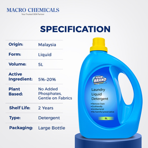 Eco Friendly Malaysia OEM Green Biodegradable Antibacterial Laundry Liquid Detergent Plant Based Front <b>Top</b> <b>Load</b> Machine 5L Blue - Product Image 6