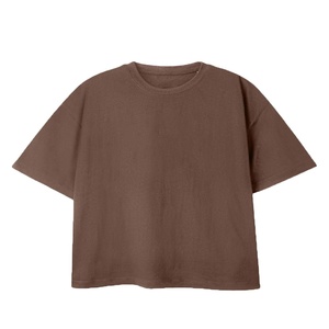 Camiseta Larga de Manga Media con Cuello Redondo para Mujer, Talla Grande, 100% Algodón Orgánico, Transpirable, Ecológica, Informal, Color Marrón - Product Image 1