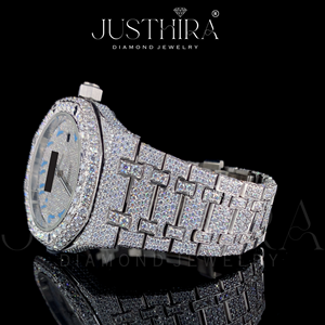 Montre Bracelet de Luxe en Acier Inoxydable avec Cadran en Verre, Diamants Moissanite et Chiffres Arabes, Design Pièce de Monnaie, Style Hip-Hop, Nouvelle Collection Premium - Product Image 4