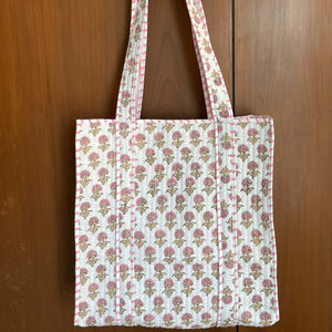 Bolso Tote de Algodón Acolchado a Rayas con Asa Larga, Hecho a Mano en India, para Mujer, con Correa de Hombro Desmontable, para Viaje - Product Image 1