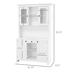 Freestanding bianco rustico armadio dispensa cucina scaffali regolabili supporto a microonde pannello Beadboard cassetto Buffet Hutch Buffet - Product Image 3