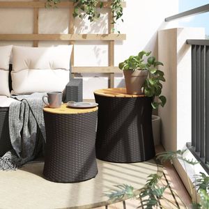 Mesa auxiliar de jardín para exteriores en negro y marrón - Product Image 3