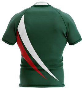Maillot de rugby géométrique jaune, noir et blanc pour homme, manches courtes, en polyester respirant, coupe athlétique, impression sublimée - Product Image 6