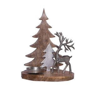 Porte-bougie en bois fait main avec coupelles en verre pour décoration intérieure, mariage, etc. - Product Image 5