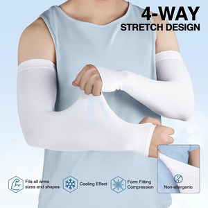 Unisex Breathable and Cooling Arm Sleeves Sun Protection Breathable Stretch Sports Cycling Running Arm <b>Covers</b> with Thumb Hole - Product Image 3