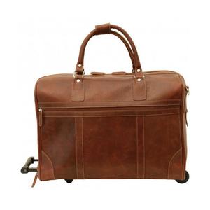 Sac de voyage week-end vintage en cuir véritable robuste pour hommes et femmes, grande capacité, portable, léger, avec pieds métalliques - Product Image 3