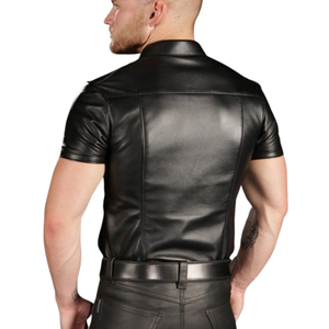 Camisa de Cuero Negra para Hombre, Formal, Sin Mangas, Ecológica, Teñida, Resistente al Viento, Veraniega, Elegante y Cómoda, con Estilo Moderno - Product Image 4