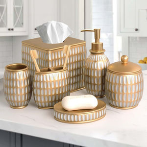 Professional Design Antique Finish Metal Bathroom Set Elegant Soap Dispenser <b>Tumbler</b> Tissue Box Vanity Collection Bathroom Item - Product Image 3