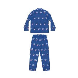 <b>Women</b> Blue Star Print Two Piece Pajama Set <b>Long</b> Sleeve Button Down Sleep <b>Shirt</b> and Drawstring Pants Soft Casual Nightwear - Product Image 2