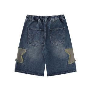 Shorts en jean décontractés pour hommes, taille élastique, motif uni, tailles S-XL, nouvelle collection 2026, vente en gros à prix abordable - Product Image 2
