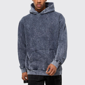 Sweat à capuche streetwear pour homme en polyester et coton, délavé à l'acide, avec logo personnalisé, manches longues, coupe classique, écologique, haute qualité - Product Image 1